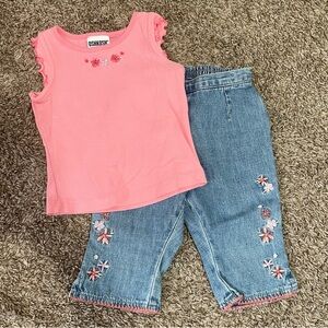 VINTAGE OshKosh Pink Top and Denim Capris